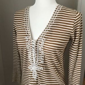 JCREW Vintage Striped Top w/Embroidered Neckline